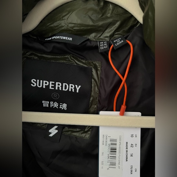 NWT Superdry Code MTN Fuji Shine Jacket Dark Moss Green Women Size 10 - Picture 6 of 11